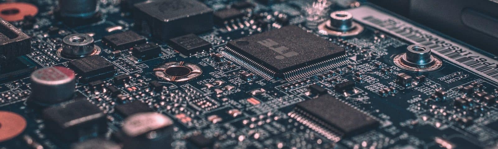 macro photography of black circuit board