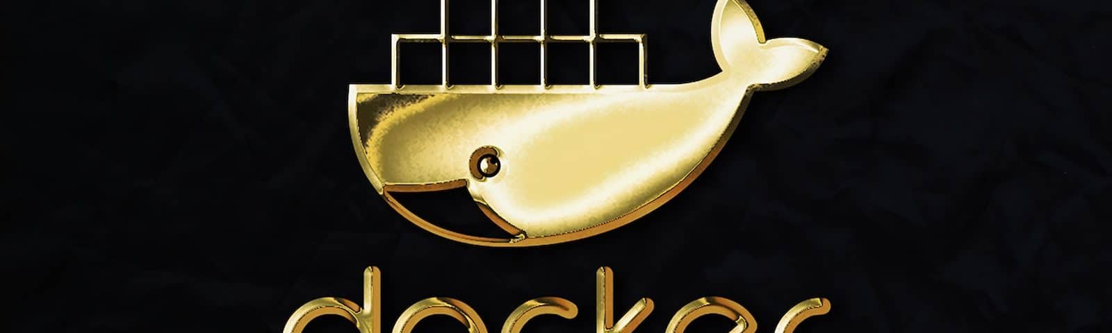 a golden docker logo on a black background